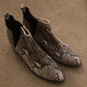 Snake skin leather booties